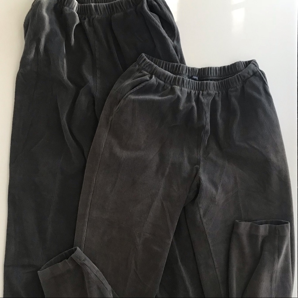 Grey Corduroy Elastic Waist Pants